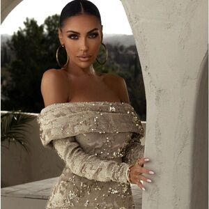 JLUXLABEL Stone Cutting Edge Sequin Body Suit